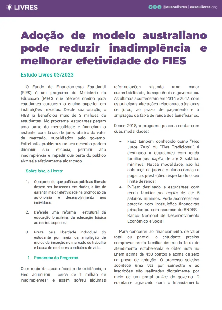 modelo australiano inadimplência