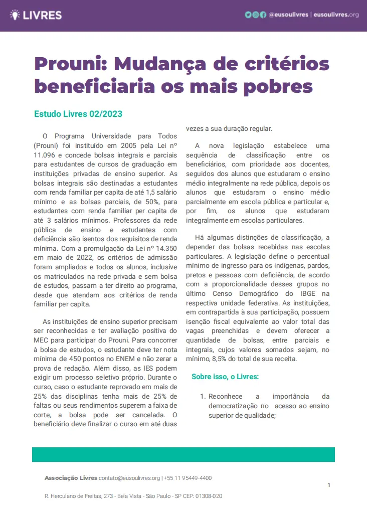 prouni mudança