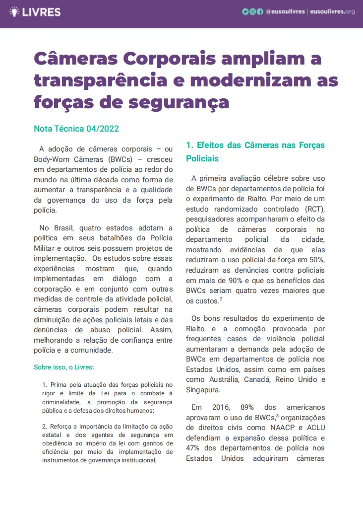 câmeras corporais segurança