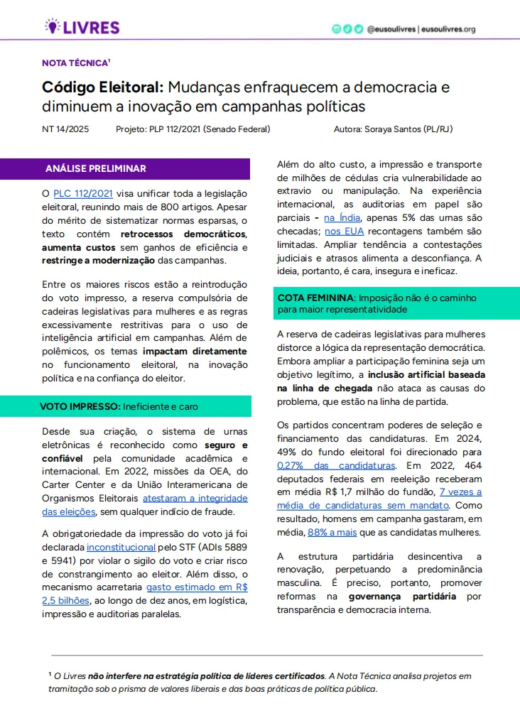 código eleitoral mudanças democracia