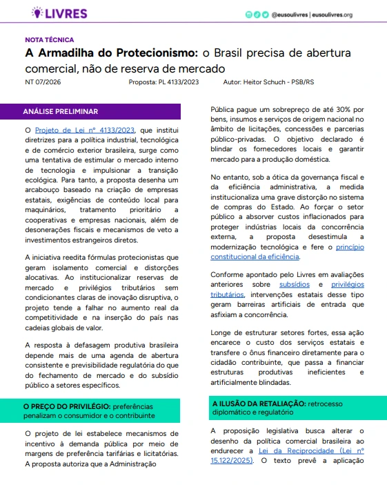 Nota Técnica do Livres